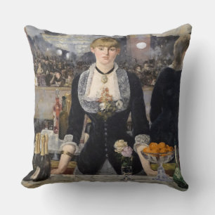 Victorian Barmaid Girl at Folies Bergere, France Throw Pillow