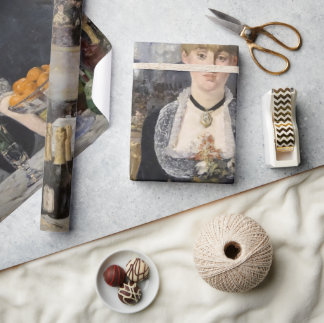 Victorian Barmaid Girl at Folies Bergere, France Wrapping Paper