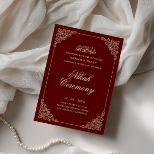 Victorian Baroque Gold Burgundy Red Nikah Ceremony Invitation