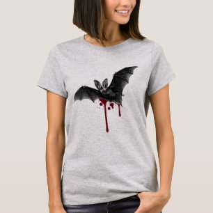 Victorian Bat illustration with blood splatters  T-Shirt