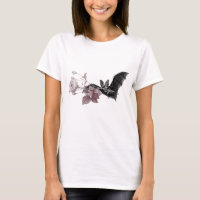 Victorian Bat illustration with fine art rose