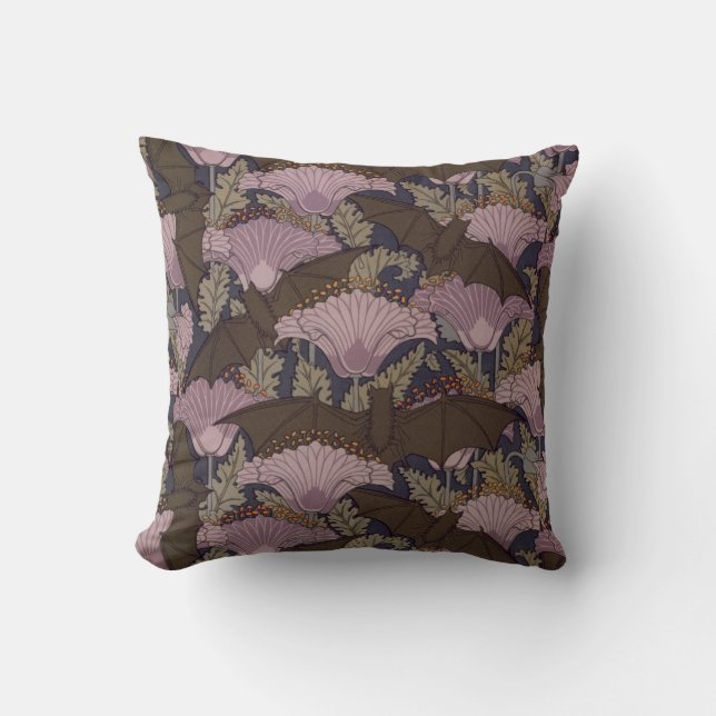 Victorian Bat  Throw Pillow (Front)