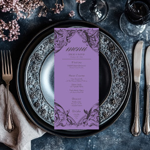 Victorian Bat Until Death Black & Purple Wedding Menu