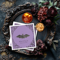 Victorian Bat Until Death Black & Purple Wedding