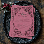 Victorian Bat Until Death Black & Wine Wedding Program<br><div class="desc">Elevate your gothic wedding with a Victorian-inspired wedding program that exudes timeless elegance and mystery. Designed to resemble an antique book binding, this stunning design features intricate a black and burgundy wine lacey filigree, evoking the charm of a bygone era. Let your love story unfold with a program as unforgettable...</div>
