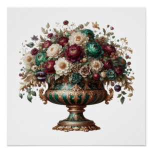 Victorian Bavaria Floral Vase Poster