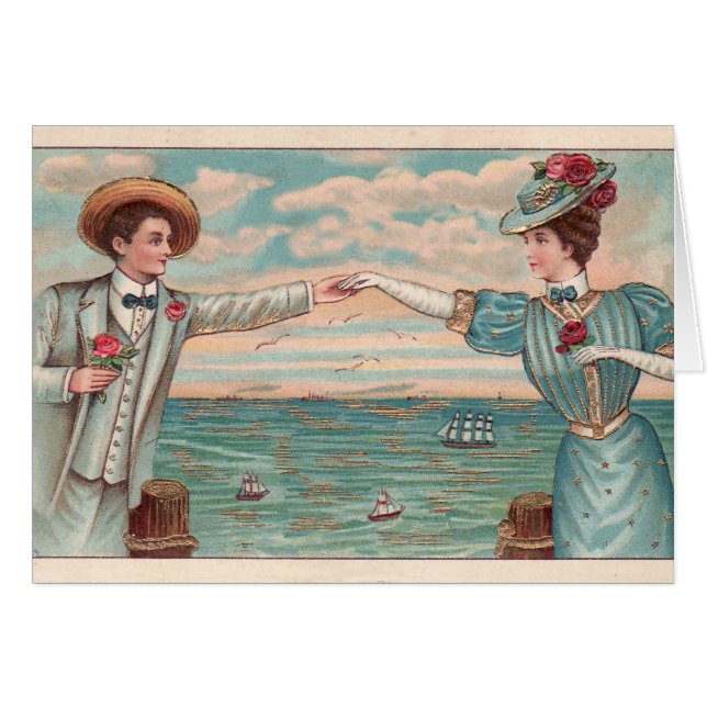 Victorian Beach Love Dressy Ocean Mariage Couple (Devant horizontal)