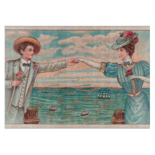 Victorian Beach Love Dressy Ocean Wedding Couple Cutting Board