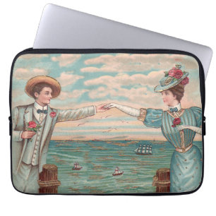 Victorian Beach Love Dressy Ocean Wedding Couple Laptop Sleeve