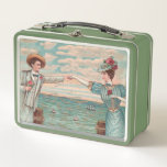 Victorian Beach Love Dressy Ocean Wedding Couple Metal Lunch Box<br><div class="desc">Love at the Beach! This vintage image is based on an antique postcard with a man and and a woman reaching out their arms to touch hands</div>