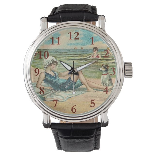 Victorian Beach Swim Girl Ocean Summer Vacation Watch (Front)