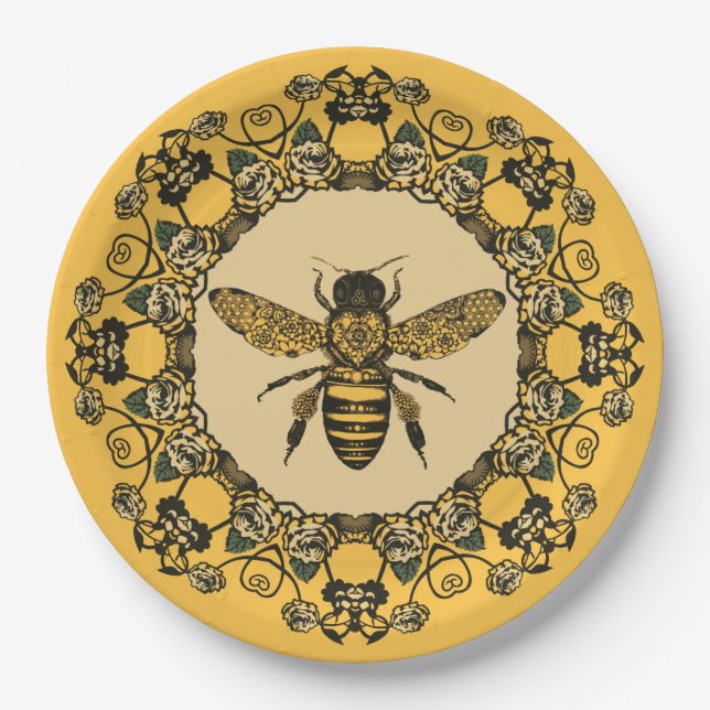 Victorian Bee Paper Plate (Front)