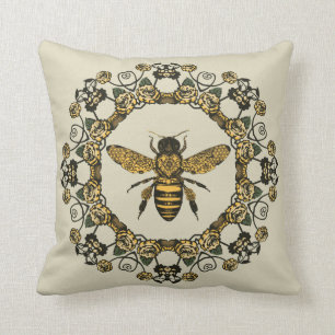 Victorian Bee Throw Pillow