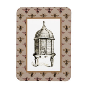 Victorian Beehive on Bee Pattern  Magnet