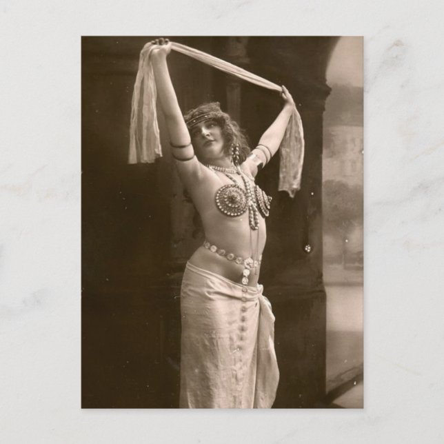 Victorian belly dancer vintage postcard (Front)