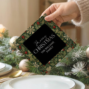 Victorian Berries Dark Botanical Christmas Napkin