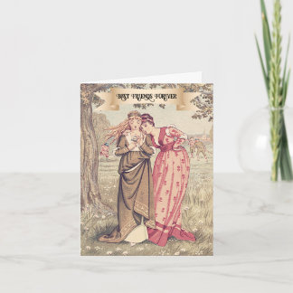 Victorian Best Friend Cute Vintage Art Birthday Card