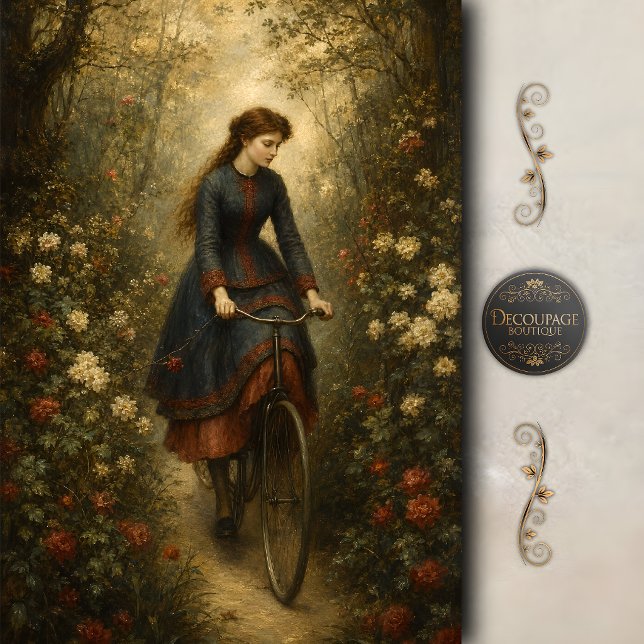 Victorian Bicycle Garden Decoupage Tissue Paper (Victorian Bicycle Garden Decoupage Tissue Paper)