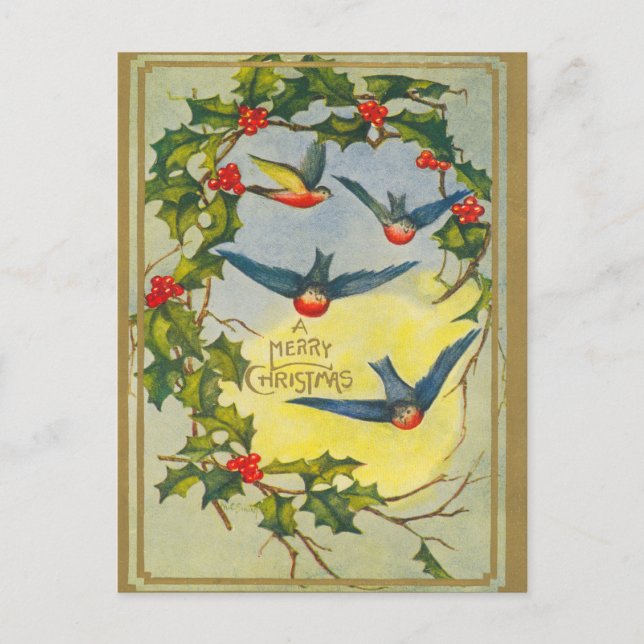 Victorian Bird Christmas Postcard (Front)