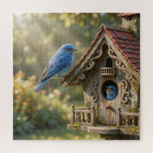 Victorian Birdhouse with Bluebirds Jigsaw Puzzle