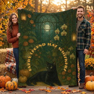 Victorian Black Cat Halloween Legend Has Whiskers  Sherpa Blanket