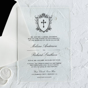 Victorian Black Catholic Wedding Acrylic Invitations