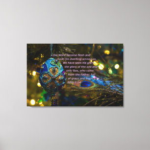 Victorian Blue Bible Verse Canvas Print