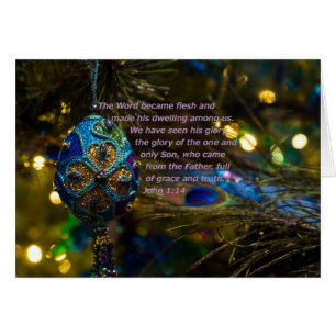Victorian Blue Bible Verse Christmas Card