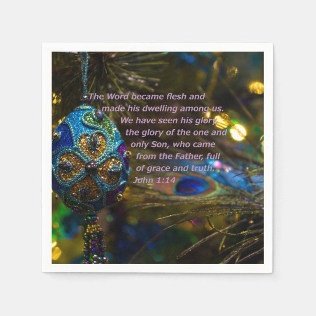 Victorian Blue Bible Verse Napkin (Front)