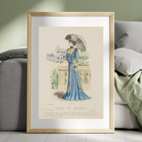 Victorian Blue Dress 1900 Paris Fashion Vintage Ad
