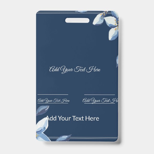 Victorian Blue Floral Dusty Blue Wedding  Badge (Front)