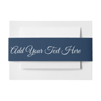 Victorian Blue Floral Dusty Blue Wedding  Invitation Belly Band
