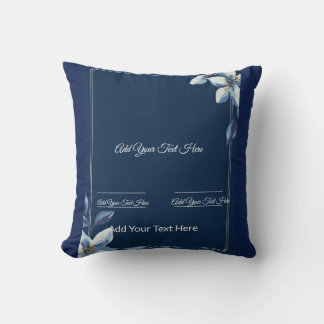 Victorian Blue Floral Dusty Blue Wedding  Throw Pillow
