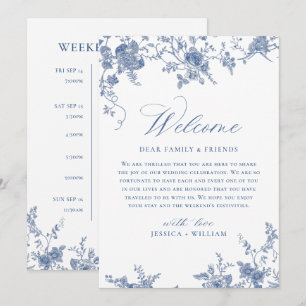Victorian Blue Floral Wedding WEEKEND EVENTS Invitation