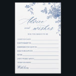 Victorian Blue French Garden Wishes & Advice Card<br><div class="desc">Personalize with the bride to be's name and date of shower. 
For further customization,  please click the "customize further" link. If you need help,  contact me please.</div>