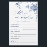 Victorian Blue French Garden Wishes & Advice Card<br><div class="desc">Personalize with the bride to be's name and date of shower. 
For further customization,  please click the "customize further" link. If you need help,  contact me please.</div>