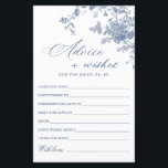 Victorian Blue French Garden Wishes & Advice Card<br><div class="desc">Personalize with the bride to be's name and date of shower. 
For further customization,  please click the "customize further" link. If you need help,  contact me please.</div>