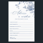 Victorian Blue French Garden Wishes & Advice Card<br><div class="desc">Personalize with the bride to be's name and date of shower. 
For further customization,  please click the "customize further" link. If you need help,  contact me please.</div>