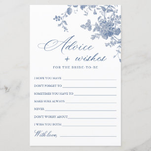 Victorian Blue French Garden Wishes & Advice Card