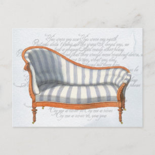 Victorian Blue Stripe Chaise Lounge Postcard