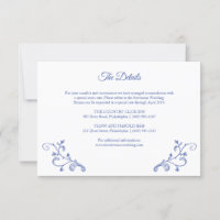Victorian Blue Wedding Details Card