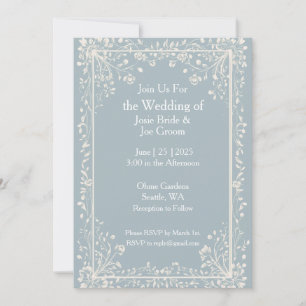 Victorian blue wedding invitation