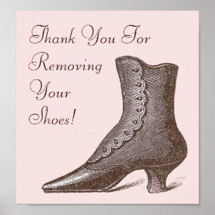 Victorian Boot Please Remove Your Shoes Sign
