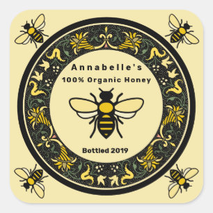 Victorian Border Honey Label Square