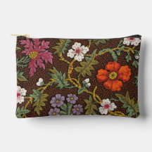 Victorian Botanical Drawing Floral Accessory Pouch