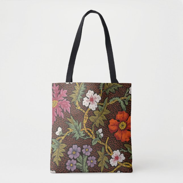 Victorian Botanical Drawing Floral Accessory Pouch Tote Bag (Front)