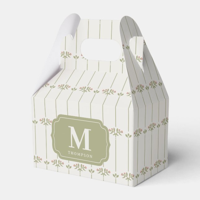 Victorian Botanical Traditional Stripes Favor Box (Front Side)