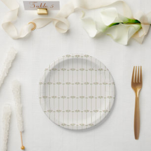 Victorian Botanical Traditional Stripes Paper Plate