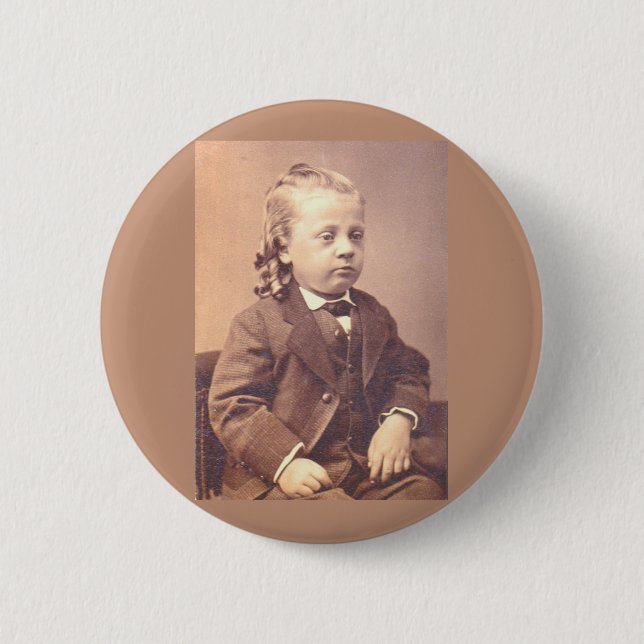 Victorian boy with unfortunate hair style 2 inch round button (Front)