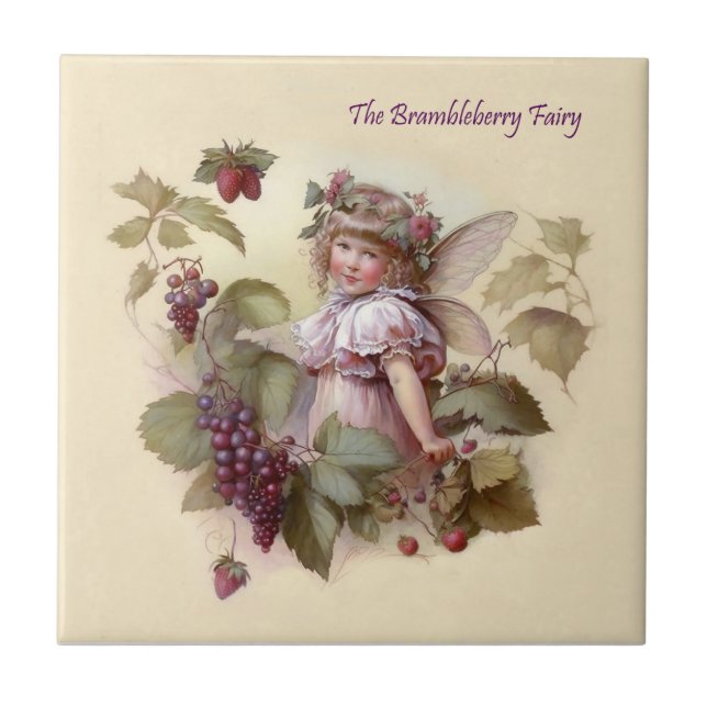 Victorian “Bramble Berry Fairy” in a Leafy Garden  Tile (Front)